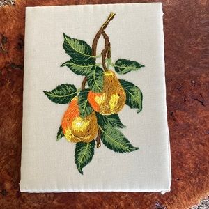 Vintage crewel pears, art, wall hanging